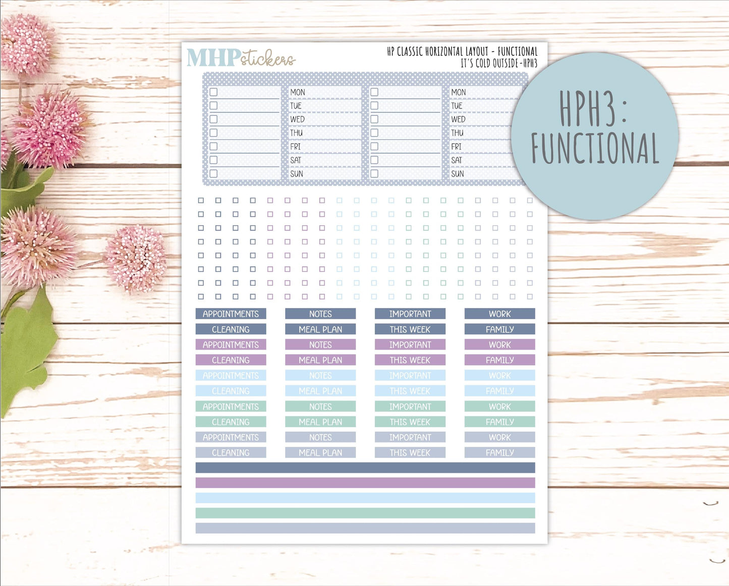 JANUARY Stickers for Happy Planner Classic Horizontal Layout. 2026 Collection. "I's Cold Outside" || HPH