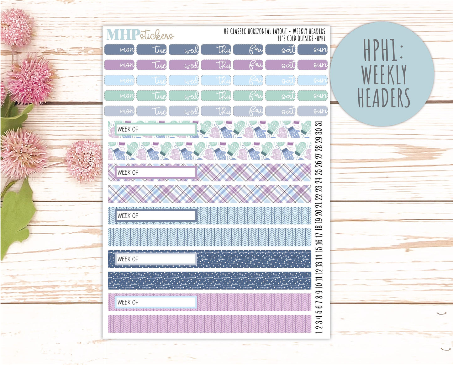 JANUARY Stickers for Happy Planner Classic Horizontal Layout. 2026 Collection. "I's Cold Outside" || HPH