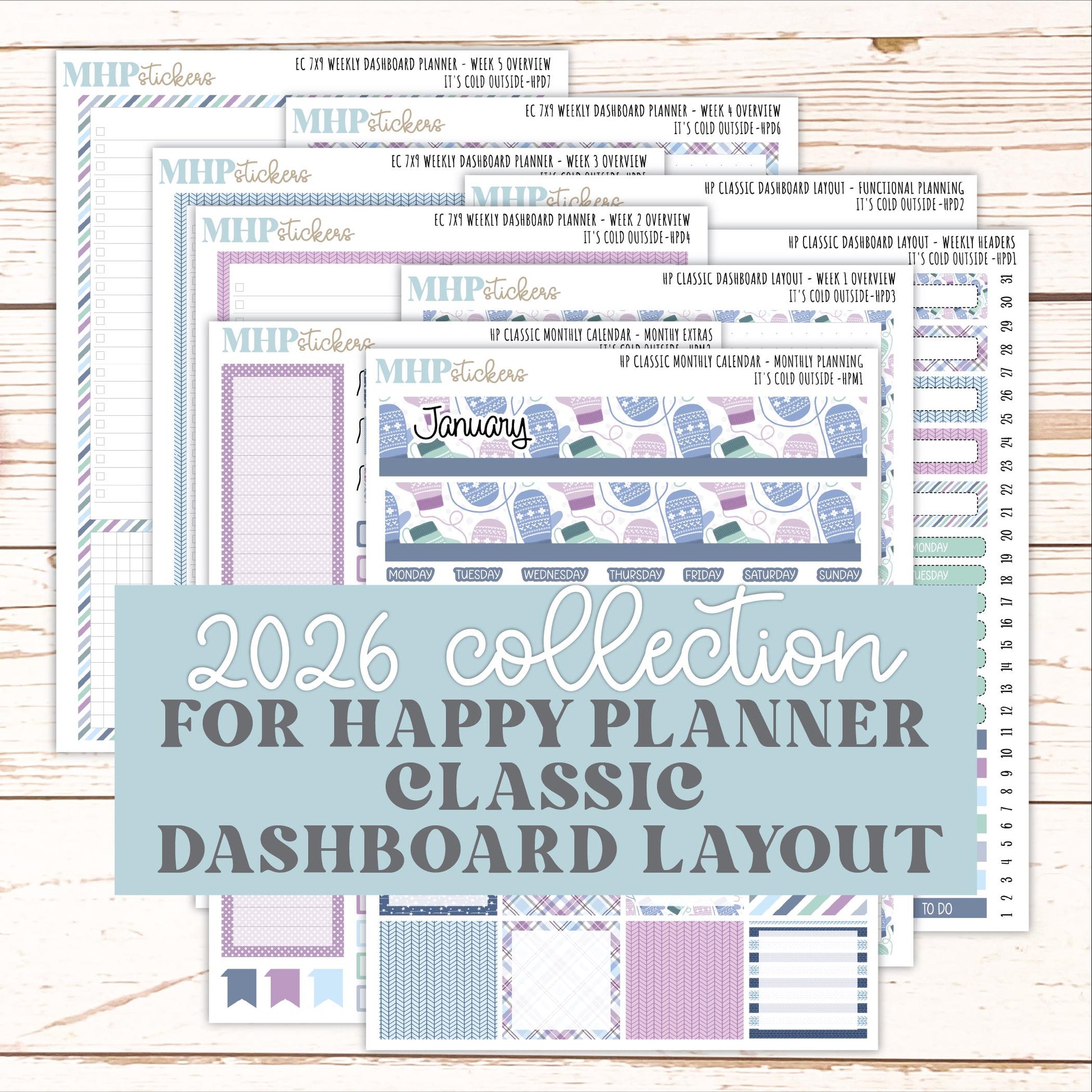 JANUARY Stickers for Happy Planner Classic Dashboard Layout. 2026 Collection. "It's Cold Outside" || HPDS