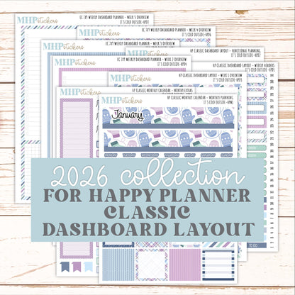 JANUARY Stickers for Happy Planner Classic Dashboard Layout. 2026 Collection. "It's Cold Outside" || HPDS