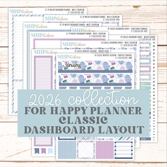 JANUARY Stickers for Happy Planner Classic Dashboard Layout. 2026 Collection. "It's Cold Outside" || HPDS
