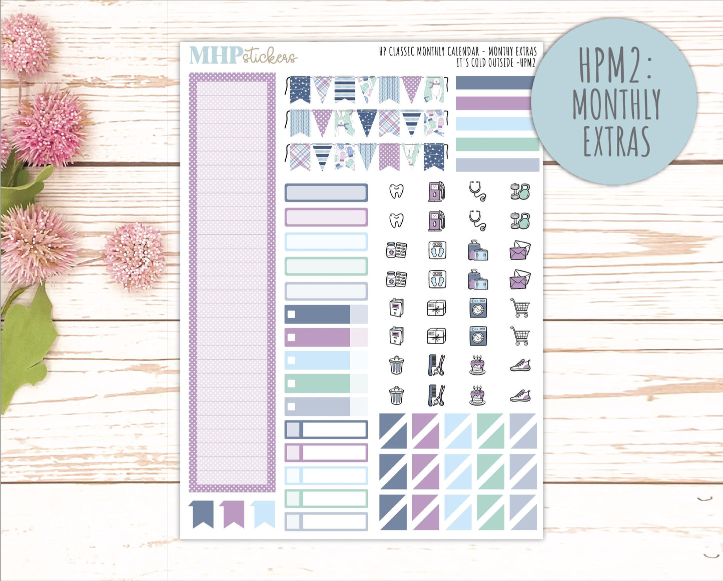 JANUARY Stickers for Happy Planner Classic Dashboard Layout. 2026 Collection. "It's Cold Outside" || HPDS