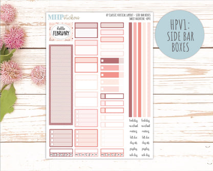 FEBRUARY Stickers for Happy Planner Classic Vertical Layout. 2026 Collection. "Sweet Valentine" || HPV
