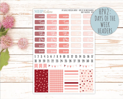 FEBRUARY Stickers for Happy Planner Classic Vertical Layout. 2026 Collection. "Sweet Valentine" || HPV