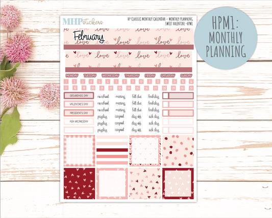 FEBRUARY Stickers for Happy Planner Classic Vertical Layout. 2026 Collection. "Sweet Valentine" || HPV