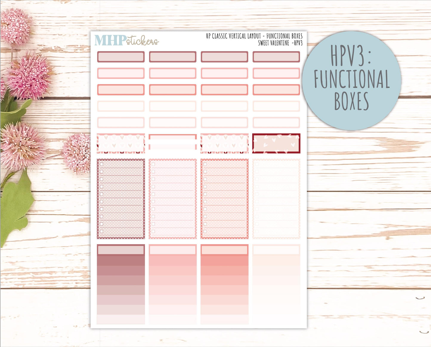 FEBRUARY Stickers for Happy Planner Classic Vertical Layout. 2026 Collection. "Sweet Valentine" || HPV