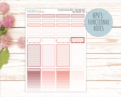 FEBRUARY Stickers for Happy Planner Classic Vertical Layout. 2026 Collection. "Sweet Valentine" || HPV