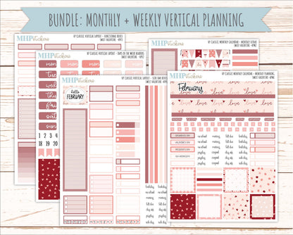 FEBRUARY Stickers for Happy Planner Classic Vertical Layout. 2026 Collection. "Sweet Valentine" || HPV