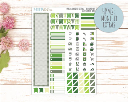 MARCH Stickers for Happy Planner Classic Vertical Layout. 2026 Collection. "Lucky Shamrock" || HPV