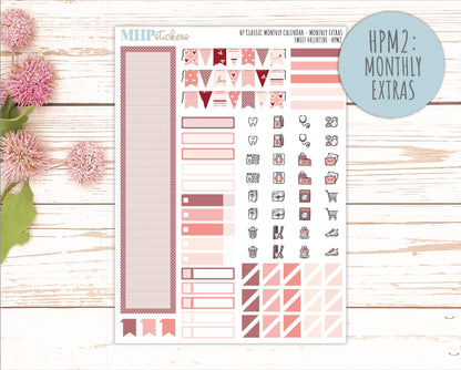 FEBRUARY Stickers for Happy Planner Classic Dashboard Layout. 2026 Collection. "Sweet Valentine" || HPD