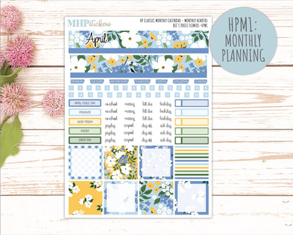 APRIL Stickers for Happy Planner Classic Vertical Layout. 2026 Collection. "Bee's Knees Flowers" || HPV