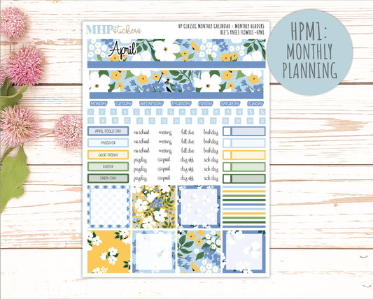 APRIL Stickers for Happy Planner Classic Vertical Layout. 2026 Collection. "Bee's Knees Flowers" || HPV