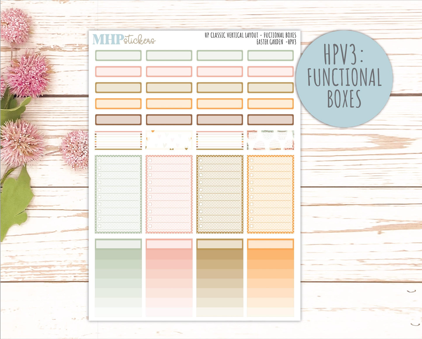 APRIL Stickers for Happy Planner Classic Vertical Layout. 2026 Collection. "Easter Garden" || HPV