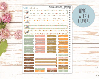 APRIL Stickers for Happy Planner Classic Dashboard Layout. 2026 Collection. "Easter Garden" || HPD