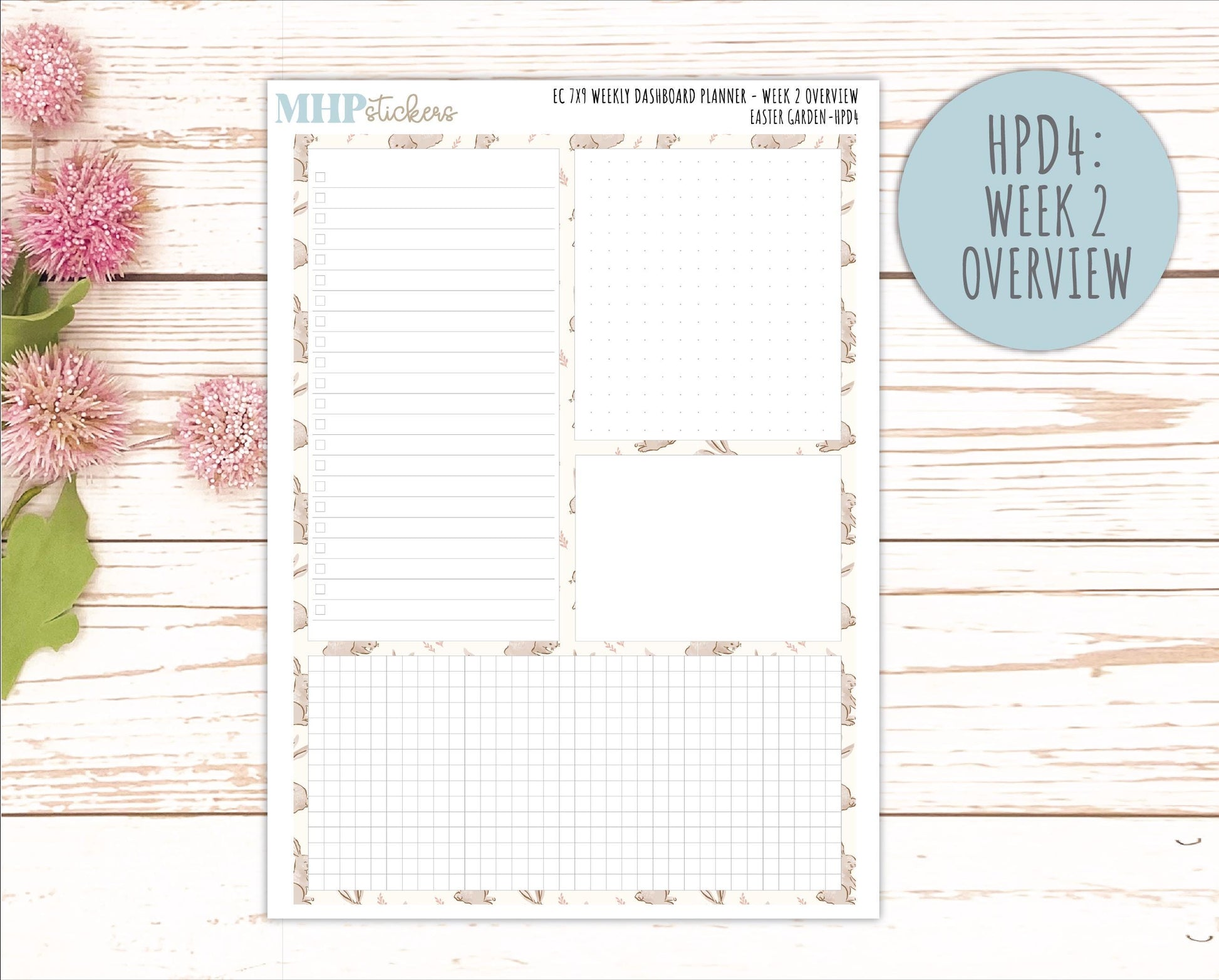 APRIL Stickers for Happy Planner Classic Dashboard Layout. 2026 Collection. "Easter Garden" || HPD