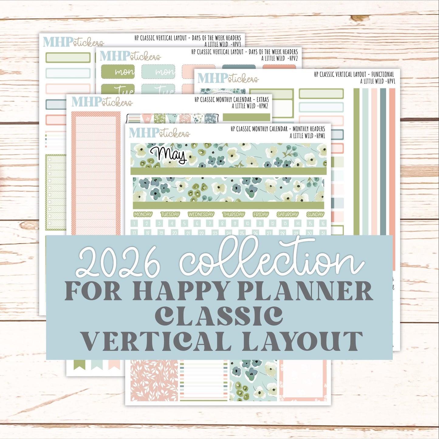 MAY Stickers for Happy Planner Classic Vertical Layout. 2026 Collection. "A Little Wild" || HPV