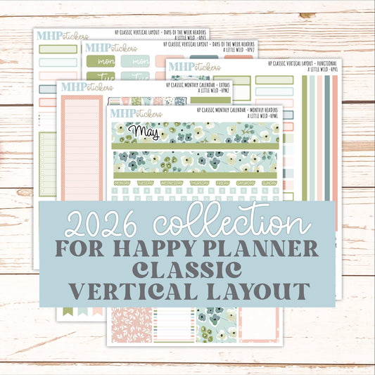 MAY Stickers for Happy Planner Classic Vertical Layout. 2026 Collection. "A Little Wild" || HPV