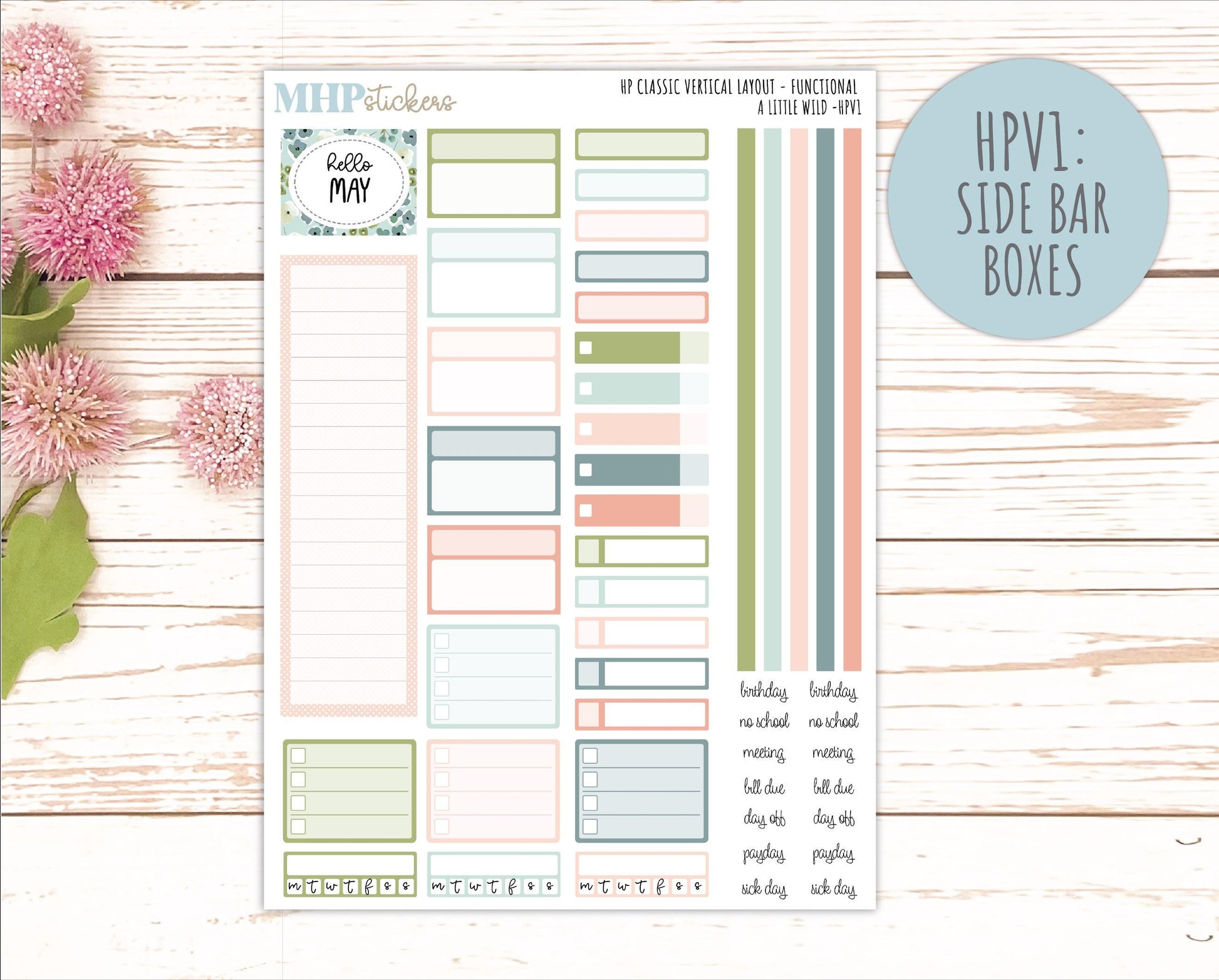 MAY Stickers for Happy Planner Classic Vertical Layout. 2026 Collection. "A Little Wild" || HPV