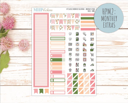 MAY Stickers for Happy Planner Classic Vertical Layout. 2026 Collection. "Roses" || HPV