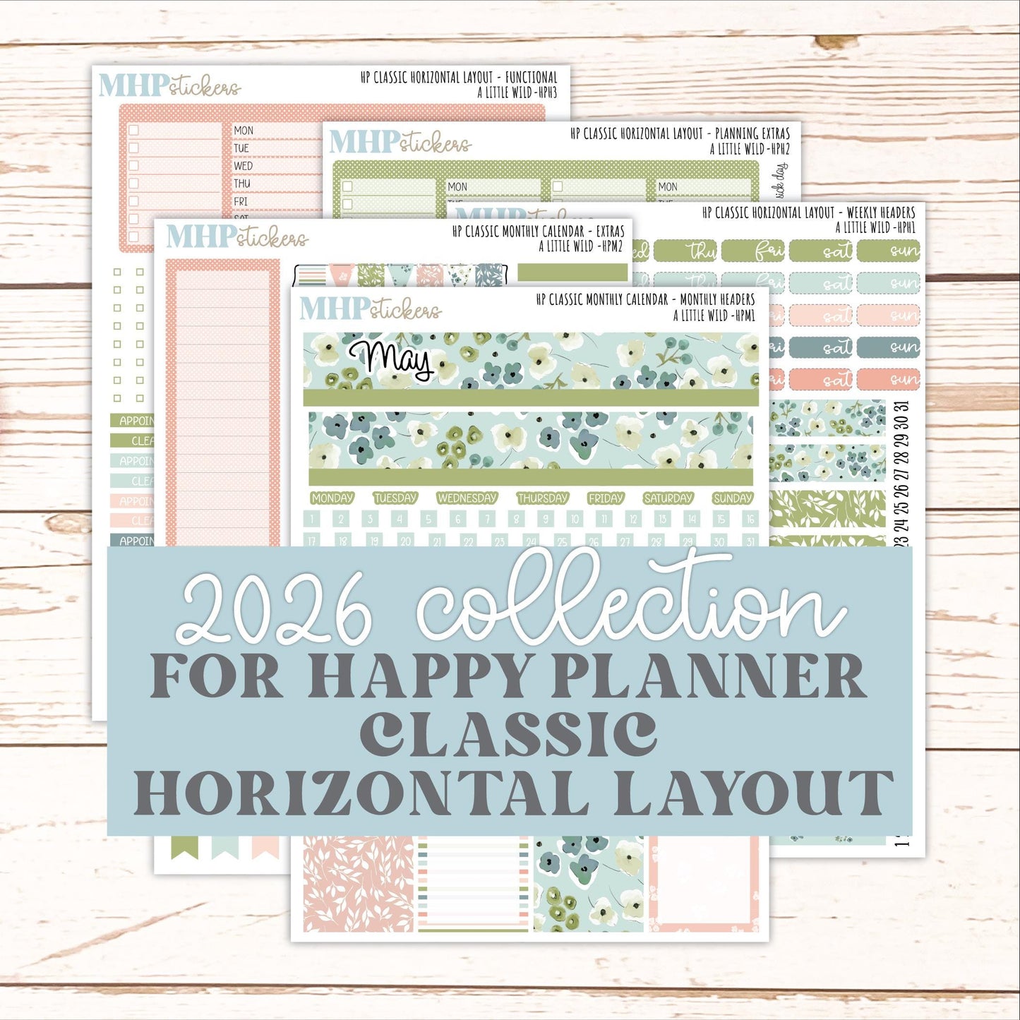 MAY Stickers for Happy Planner Classic Horizontal Layout. 2026 Collection. "A Little Wild" || HPH