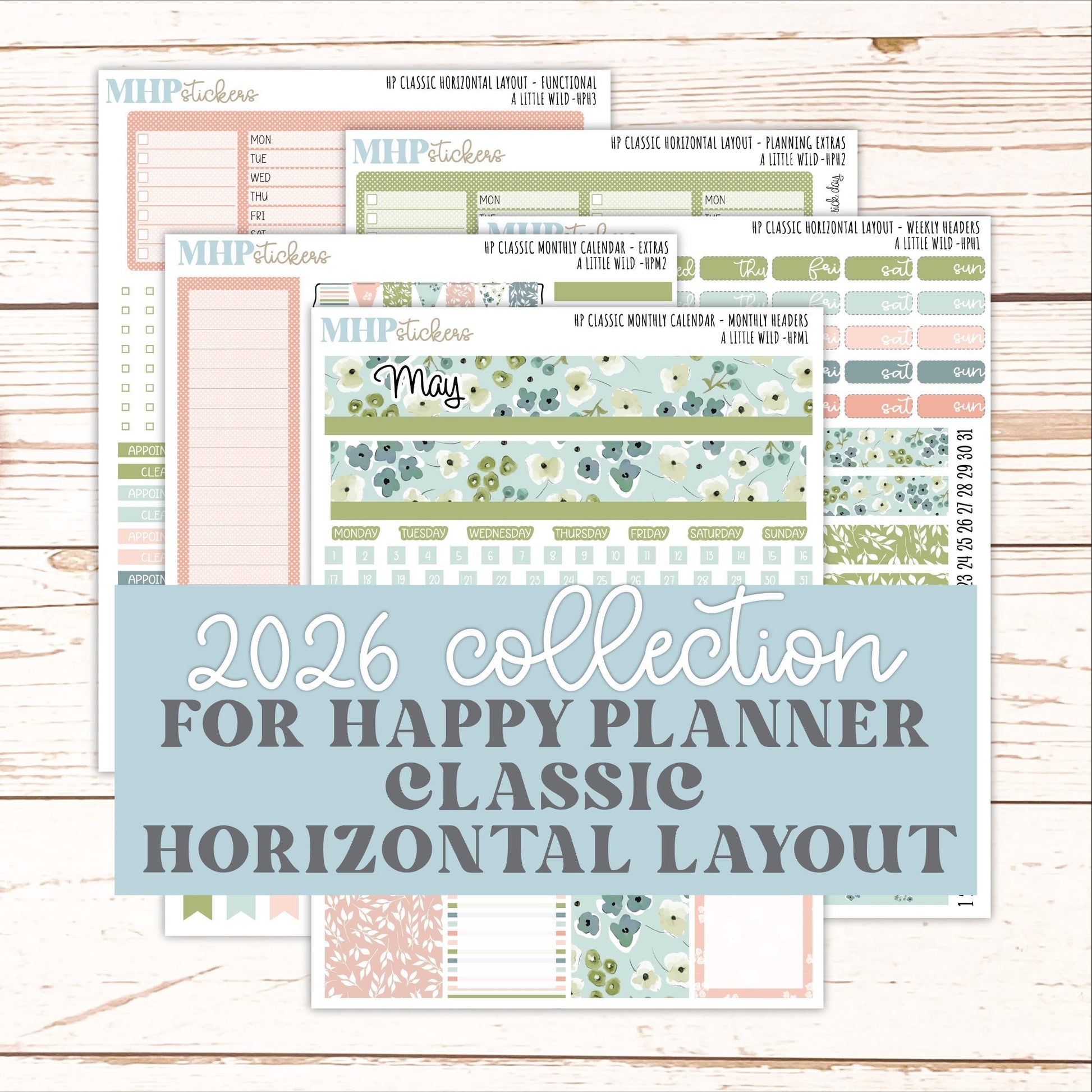 MAY Stickers for Happy Planner Classic Horizontal Layout. 2026 Collection. "A Little Wild" || HPH