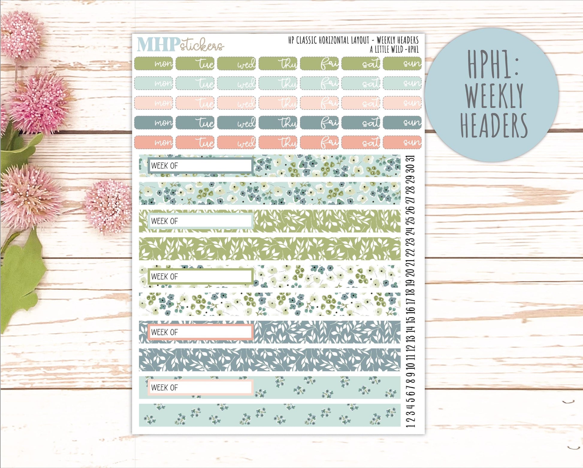 MAY Stickers for Happy Planner Classic Horizontal Layout. 2026 Collection. "A Little Wild" || HPH