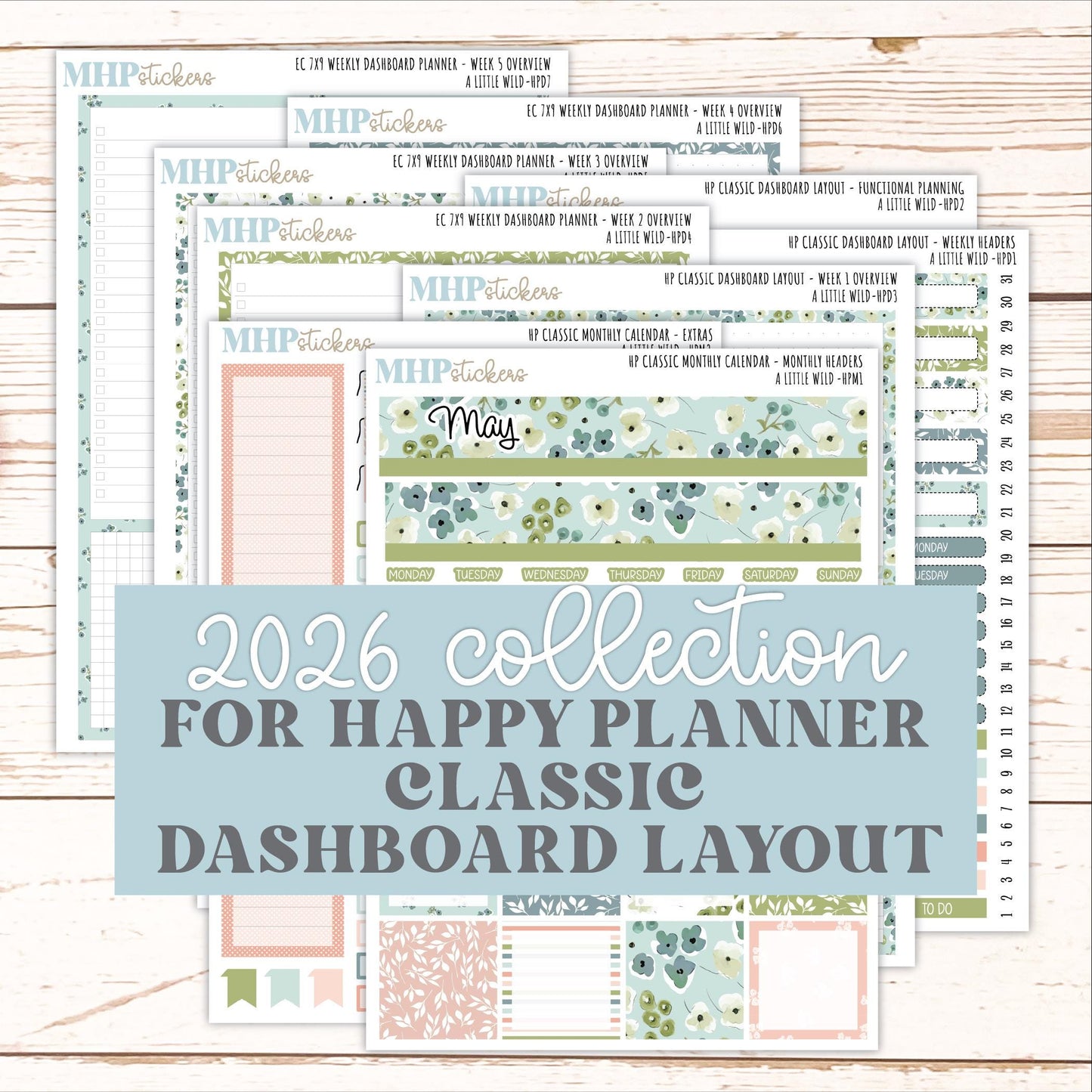 MAY Stickers for Happy Planner Classic Dashboard Layout. 2026 Collection. "A Little Wild" || HPD