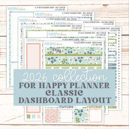 MAY Stickers for Happy Planner Classic Dashboard Layout. 2026 Collection. "A Little Wild" || HPD