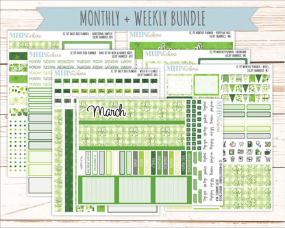 MARCH Daily Duo Sticker Kit for 7x9 Erin Condren Planners. 2026 Collection "Lucky Shamrock" || ECDD