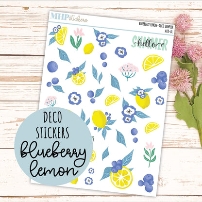 Decorative Planner Stickers "Blueberry Lemon" || AO8