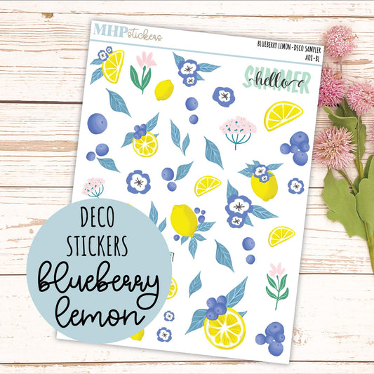 Decorative Planner Stickers "Blueberry Lemon" || AO8