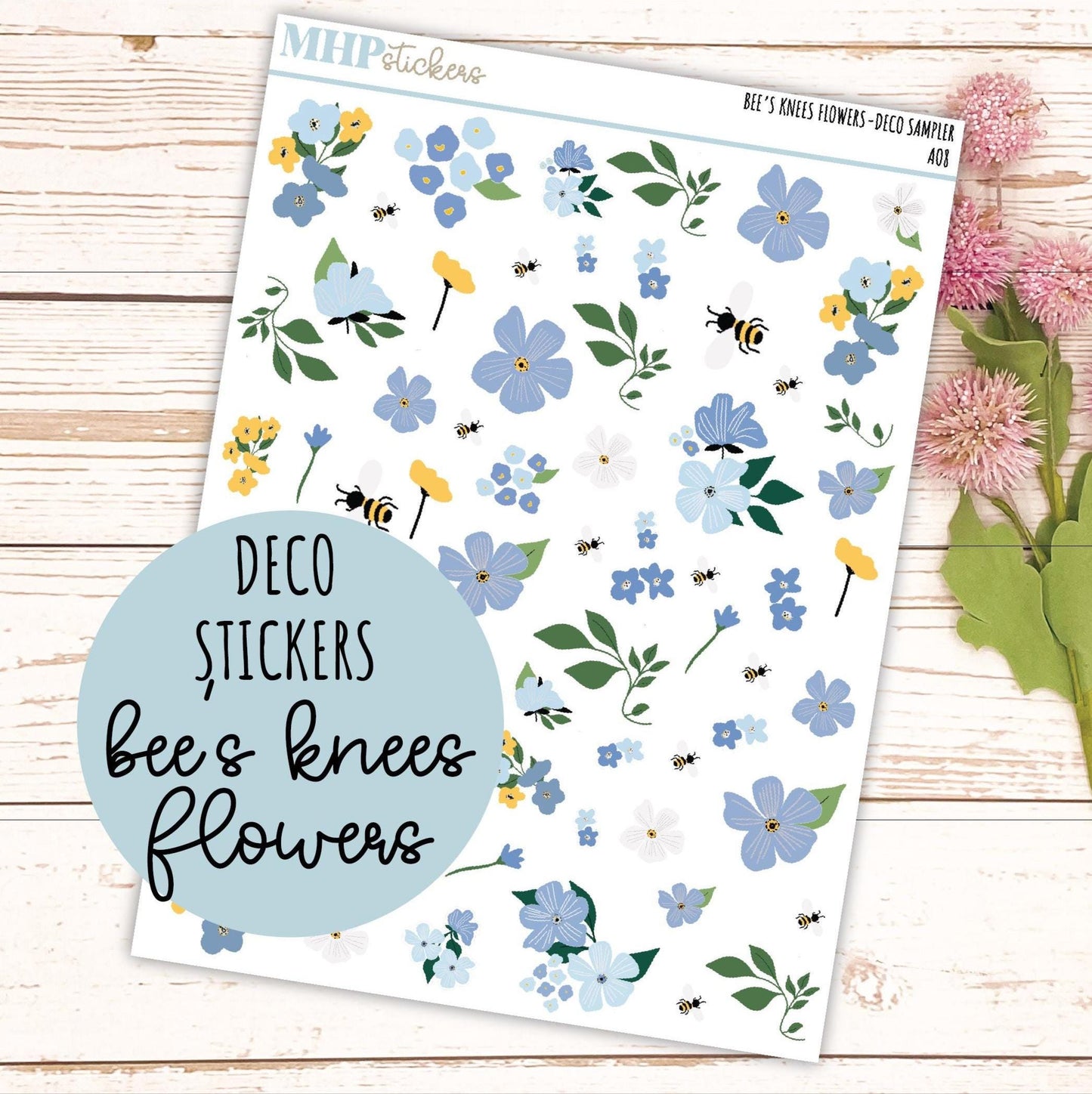 Decorative Planner Stickers "Bee's Knees Flowers" || AO8