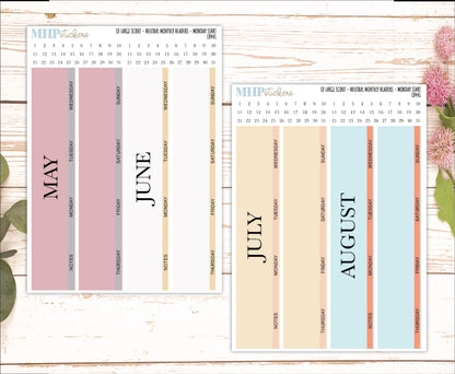 Neutral Monthly Headers Set for Large Scout Planner. Laurel Denise Planners || LD441