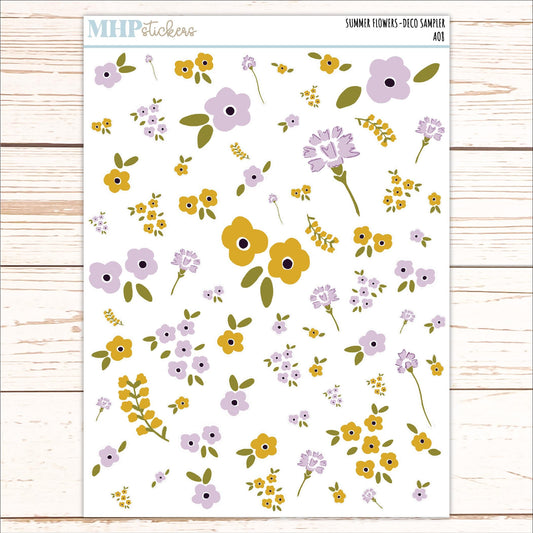 Decorative Planner Stickers "Summer Flowers" || AO8