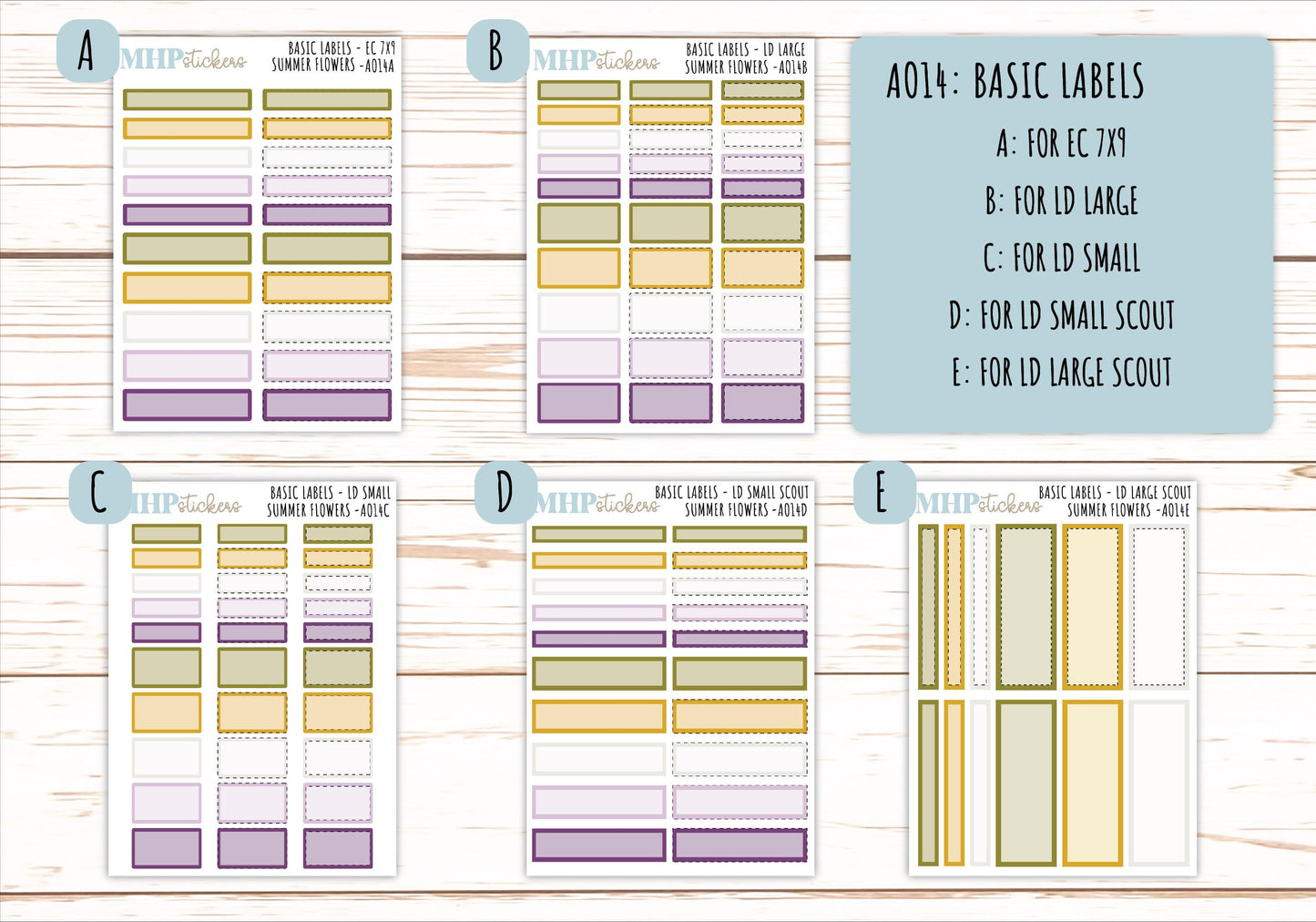Basic Labels & Habit Trackers. ADD-Ons for Monthly Kits "Summer Flowers" || AOBL