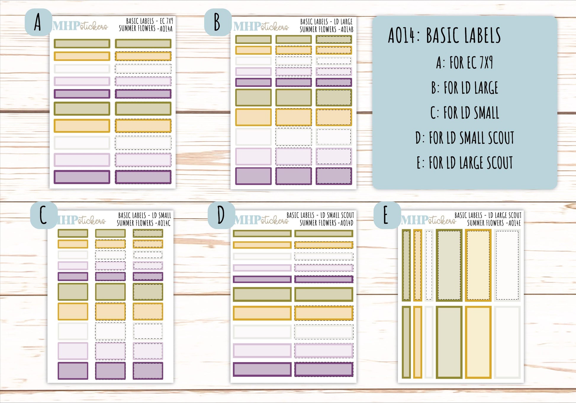 Basic Labels & Habit Trackers. ADD-Ons for Monthly Kits "Summer Flowers" || AOBL