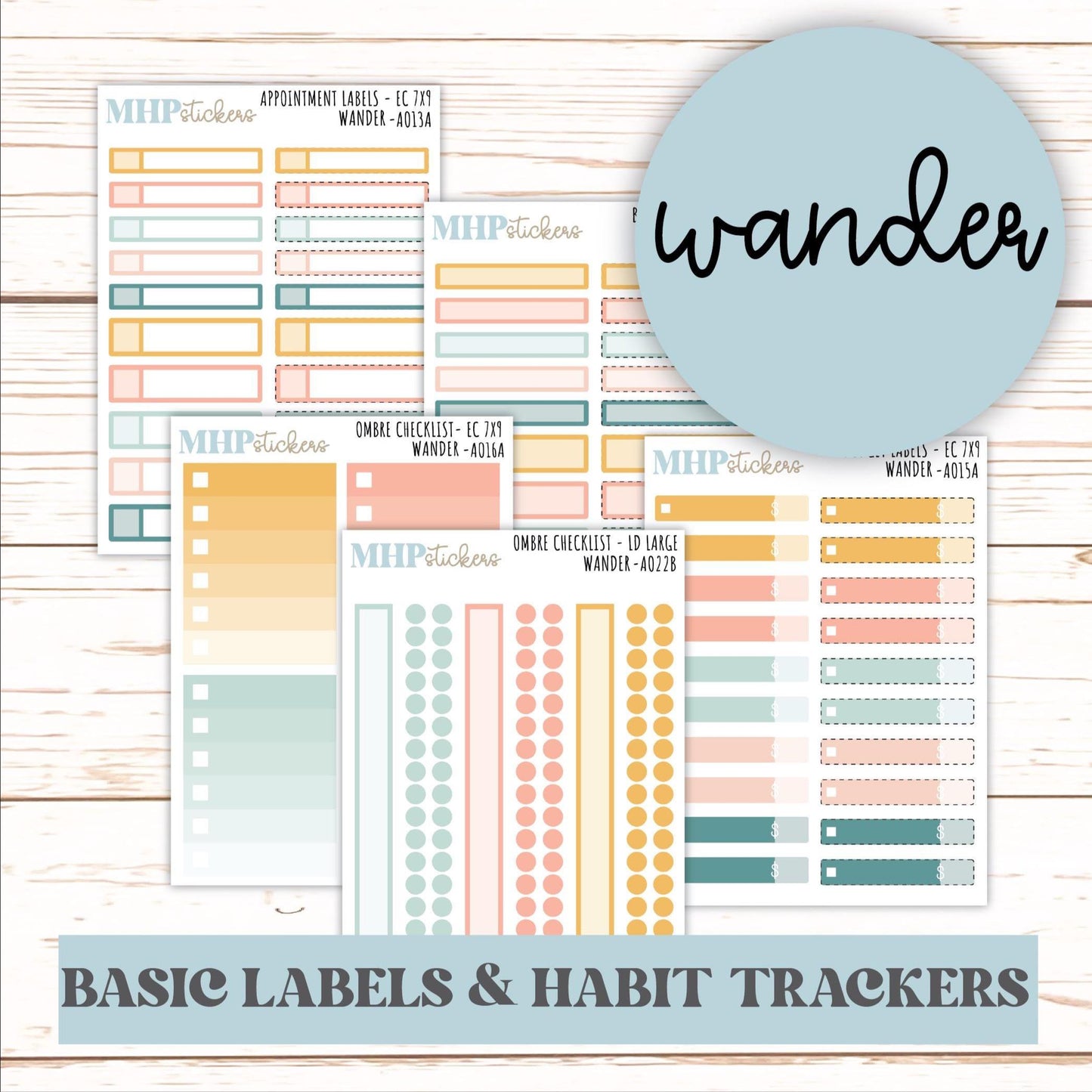 Basic Labels & Habit Trackers. ADD-Ons for Monthly Kits "Wander" || AOBL