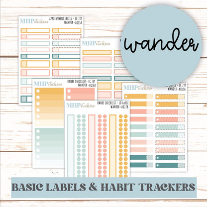 Basic Labels & Habit Trackers. ADD-Ons for Monthly Kits "Wander" || AOBL