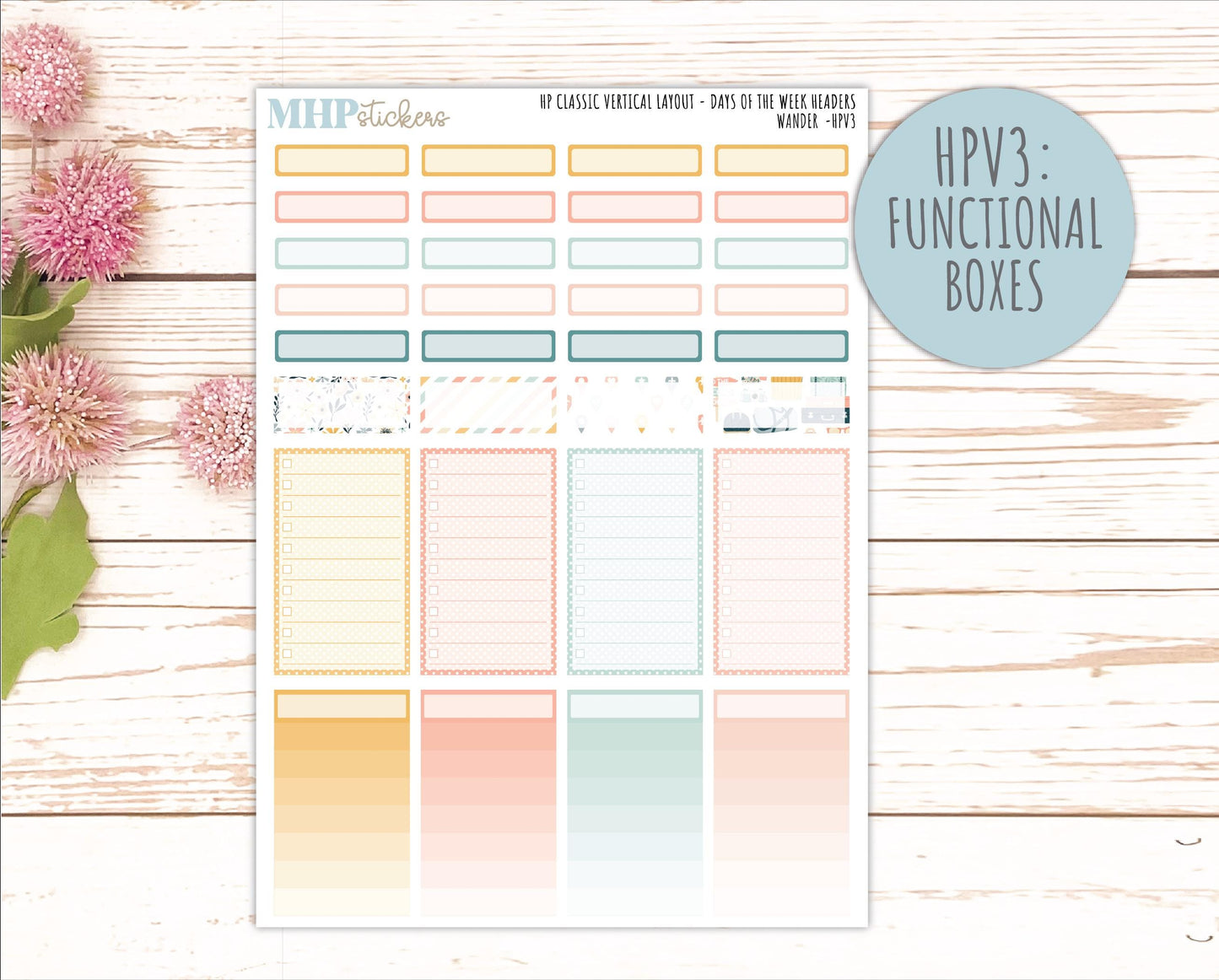 JUNE Stickers for Happy Planner Classic Vertical Layout. 2026 Collection. "Wander" || HPV