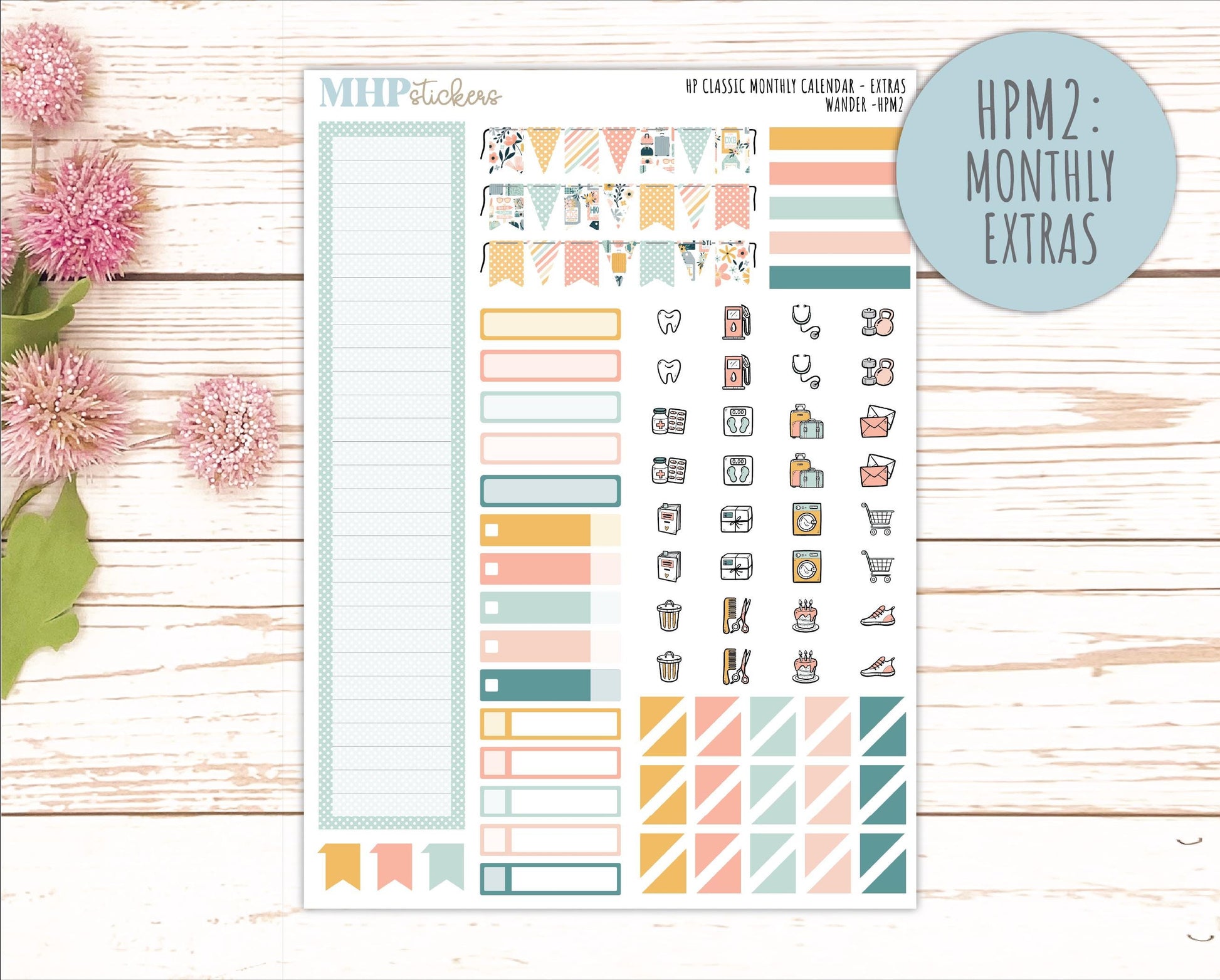 JUNE Stickers for Happy Planner Classic Horizontal Layout. 2026 Collection. "Wander" || HPH