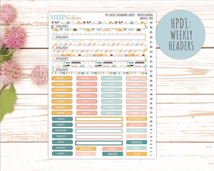 JUNE Stickers for Happy Planner Classic Dashboard Layout. 2026 Collection. "Wander" || HPD