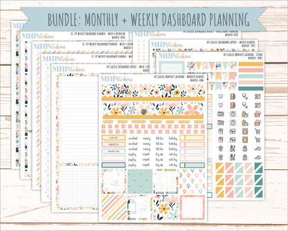 JUNE Stickers for Happy Planner Classic Dashboard Layout. 2026 Collection. "Wander" || HPD