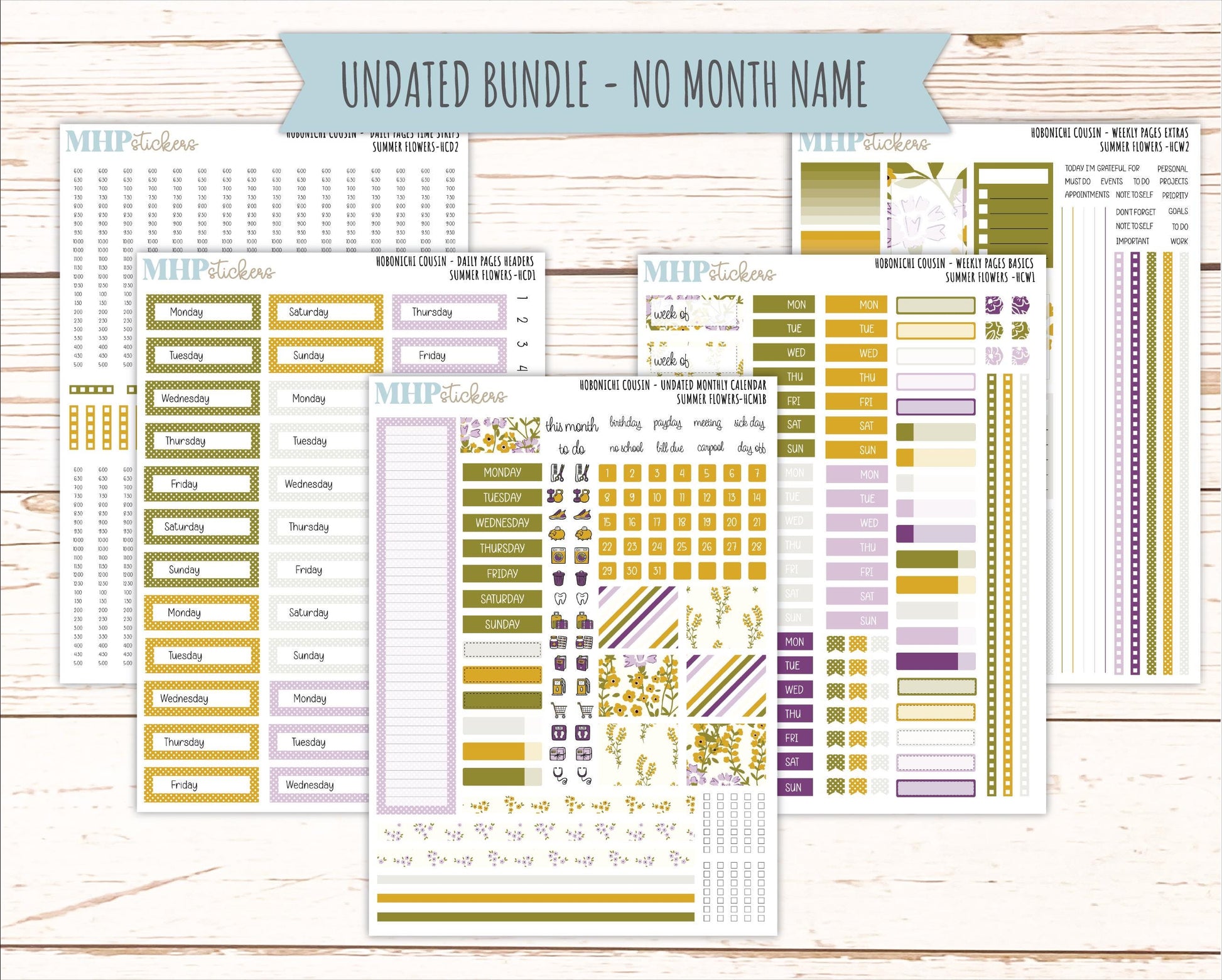 JUNE 2026 Stickers for Hobonichi Cousin. A5 Planners "Summer Flowers" || HC