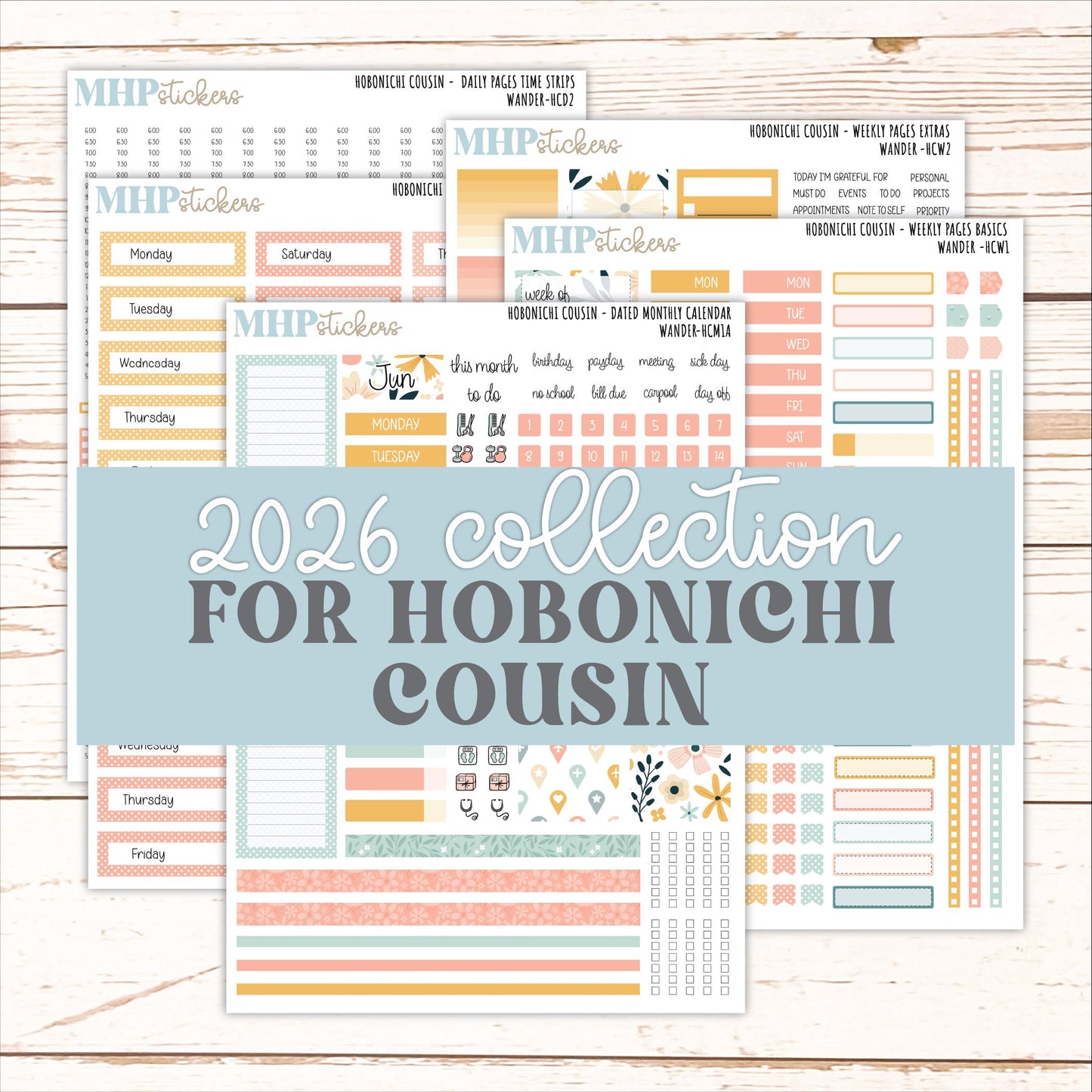JUNE 2026 Stickers for Hobonichi Cousin. A5 Planners "Wander" || HC