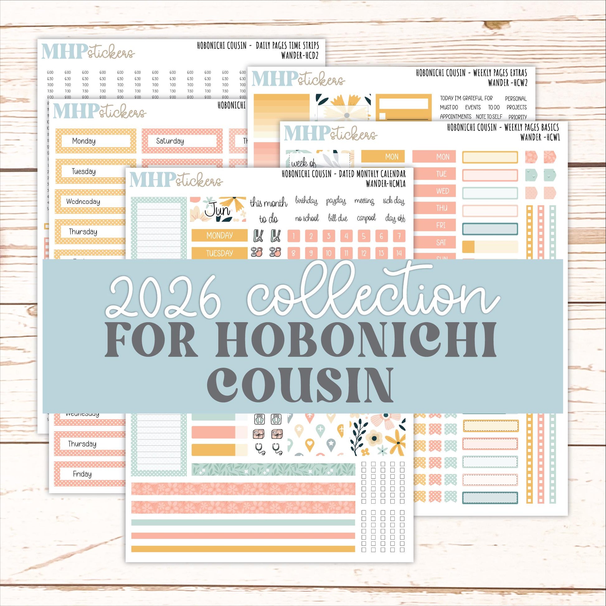 JUNE 2026 Stickers for Hobonichi Cousin. A5 Planners "Wander" || HC