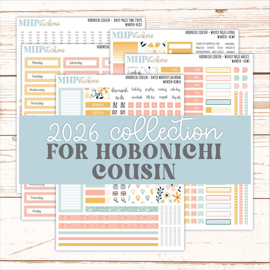 JUNE 2026 Stickers for Hobonichi Cousin. A5 Planners "Wander" || HC