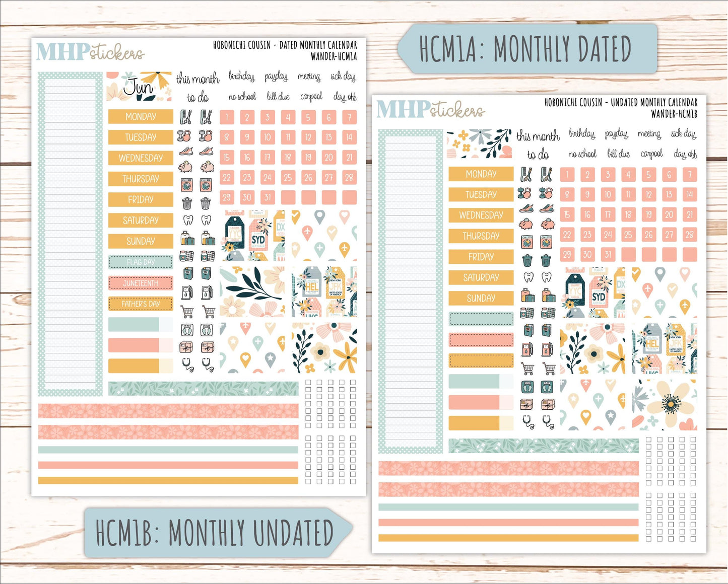 JUNE 2026 Stickers for Hobonichi Cousin. A5 Planners "Wander" || HC