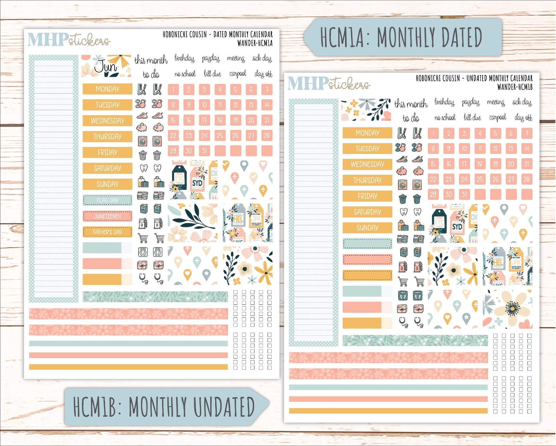 JUNE 2026 Stickers for Hobonichi Cousin. A5 Planners "Wander" || HC