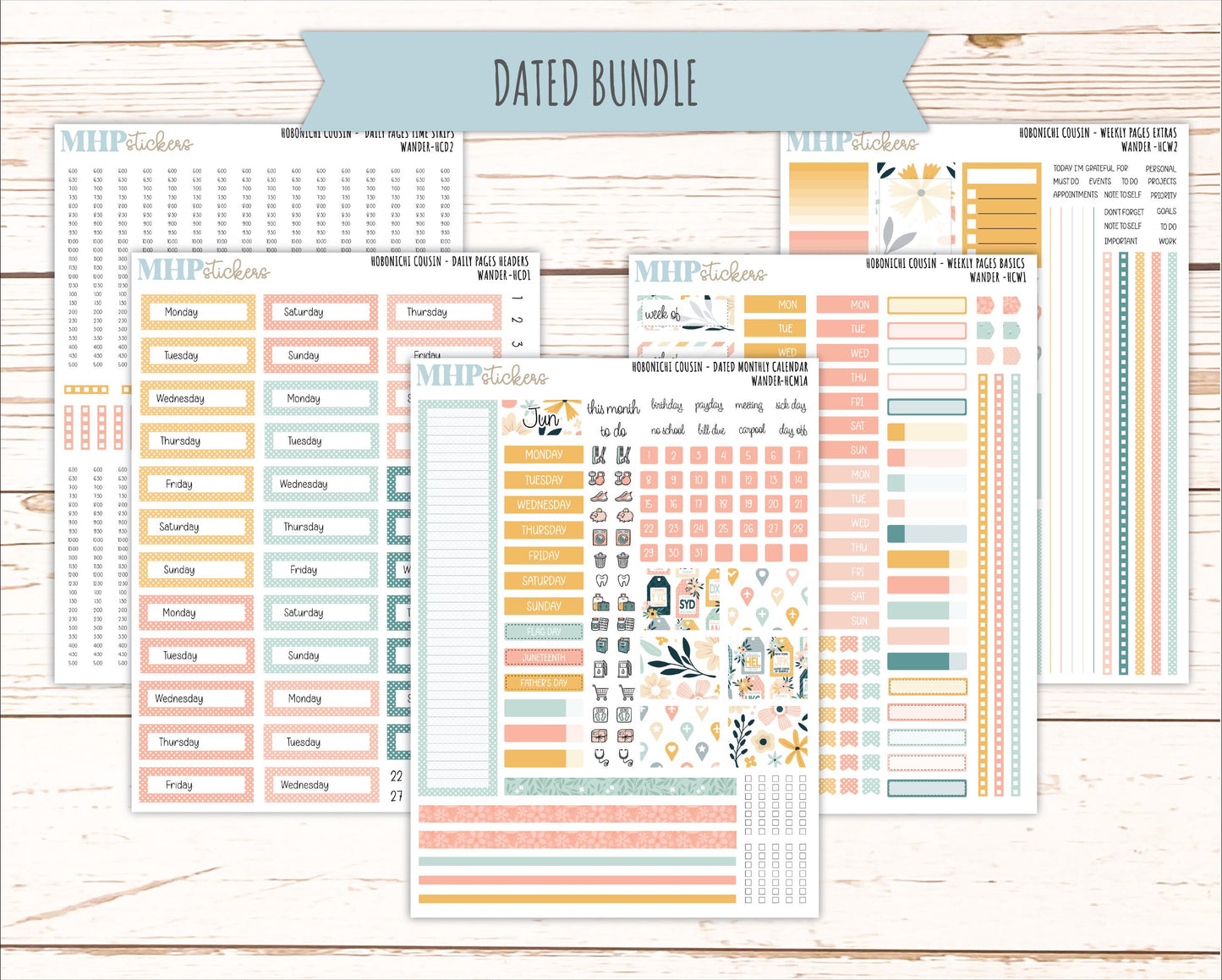 JUNE 2026 Stickers for Hobonichi Cousin. A5 Planners "Wander" || HC