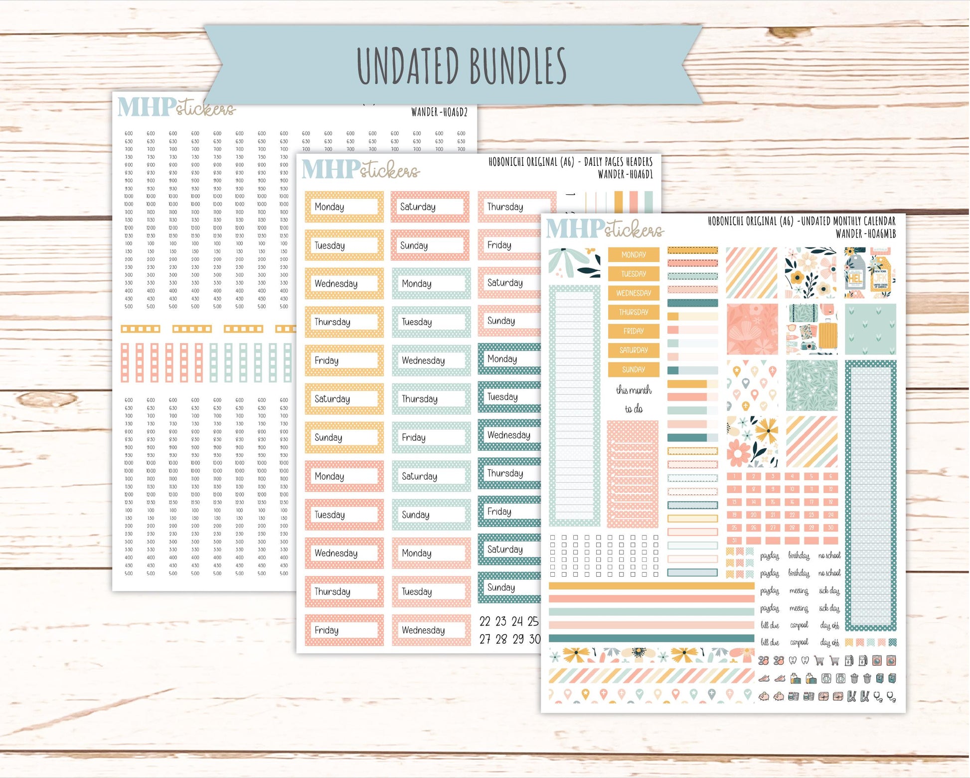 JUNE 2026 Stickers for Hobonichi Techo Original. A6 Planners "Wander" || HO